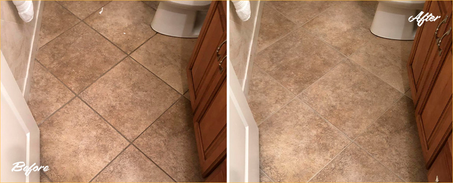 Floor Before and After a Phenomenal Grout Sealing in Daniel Island, SC