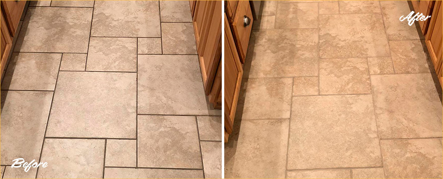 Floor Before and After a Superb Grout Sealing in Daniel Island, SC