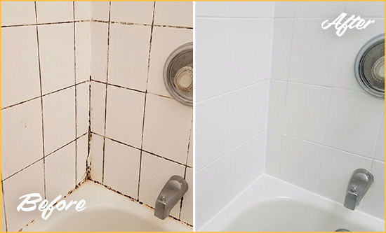 Before and After Picture of a Awendaw Tub Caulked to Remove and Avoid Mold