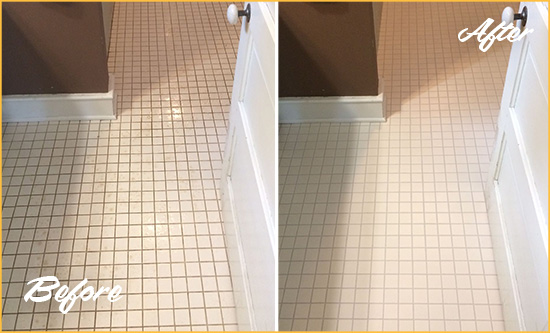 Before and After Picture of a Mount Pleasant Bathroom Floor Sealed to Protect Against Liquids and Foot Traffic