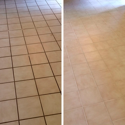 This kitchen floor grout and tile look like new after a  grout cleaning and sealing