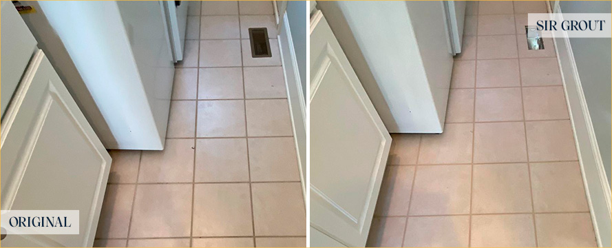 Floor Before and After a Flawless Grout Sealing in Kiawah Island, SC