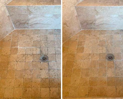 Shower Before and After a Grout Sealing in Mount Pleasant, SC