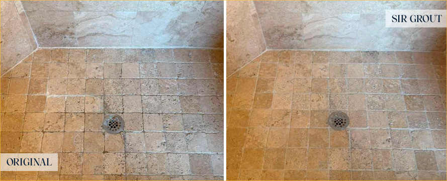 Shower Before and After a Flawless Grout Sealing in Mount Pleasant, SC