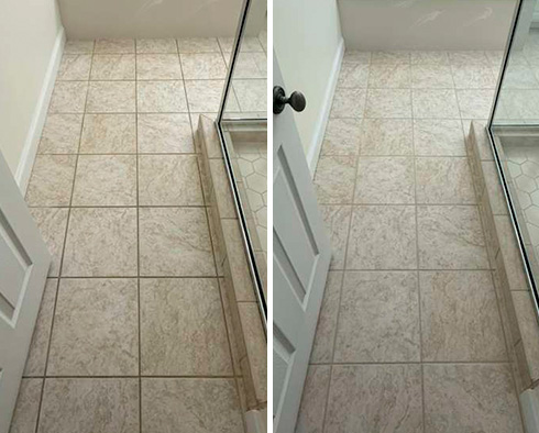 Floor Before and After a Grout Cleaning in Charleston, SC