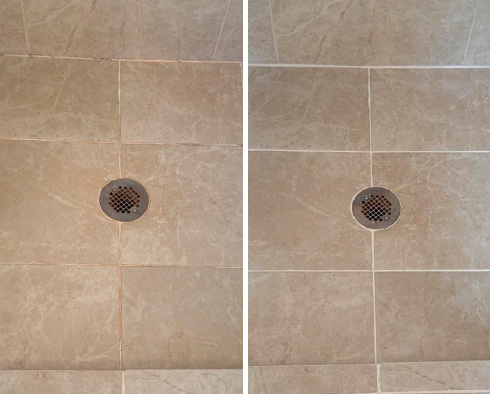 Shower Before and After a Grout Sealing in Charleston, SC