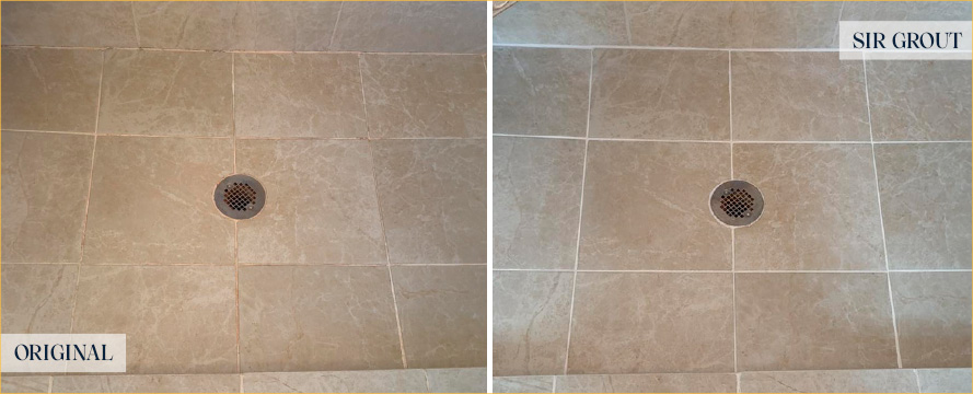Shower Before and After an Excellent Grout Sealing in Charleston, SC