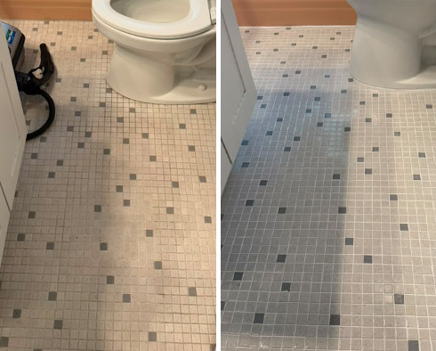 Floor Before and After a Grout Sealing in Charleston, SC