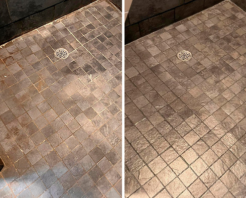 Shower Before and After a Grout Sealing in Charleston, SC