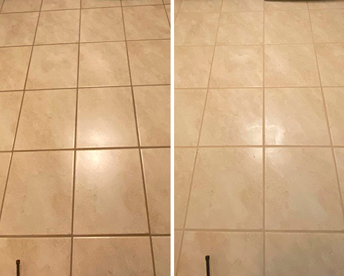 Floor Before and After a Grout Cleaning in Charleston, SC