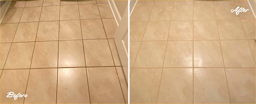Floor Before and After a Superb Grout Cleaning in Charleston, SC