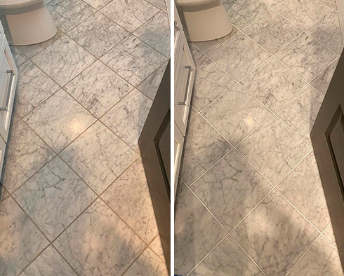 Floor Before and After a Stone Polishing in Charleston, SC