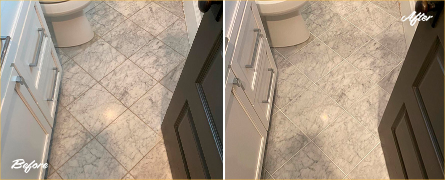 Floor Before and After a Phenomenal Stone Polishing in Charleston, SC