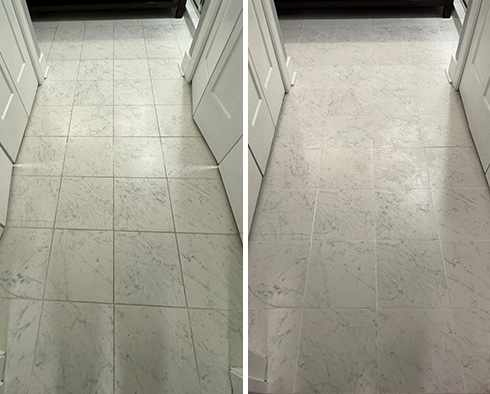 Tile Floor Before and After a Service from Our Tile and Grout Cleaners in Charleston