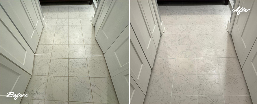 Tile Floor Before and After a Service from Our Tile and Grout Cleaners in Charleston