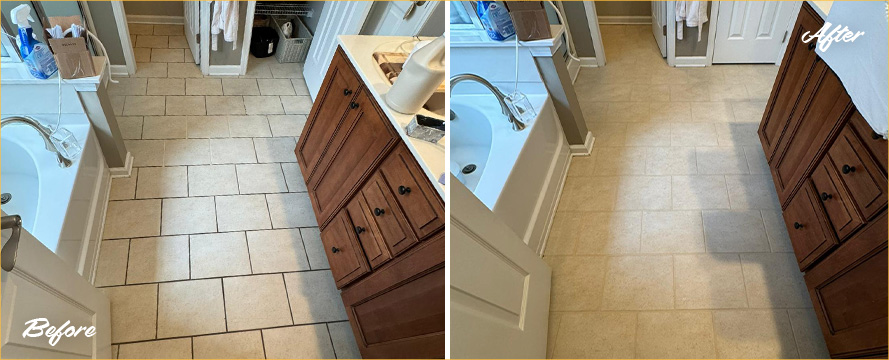Bathroom Floor Restored by Our Tile and Grout Cleaners in Charleston, SC