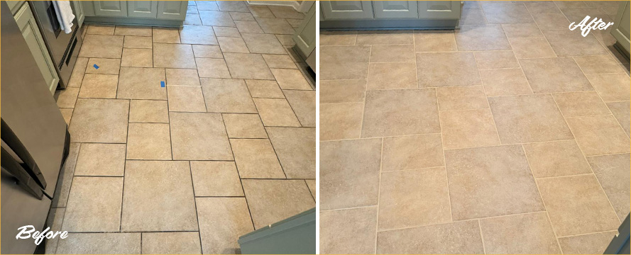 Kitchen Floor Restored by Our Tile and Grout Cleaners in Charleston, SC