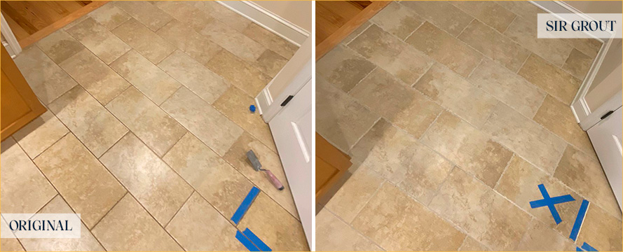 Kitchen Floor Before and After a Superb Grout Cleaning in Charleston, SC