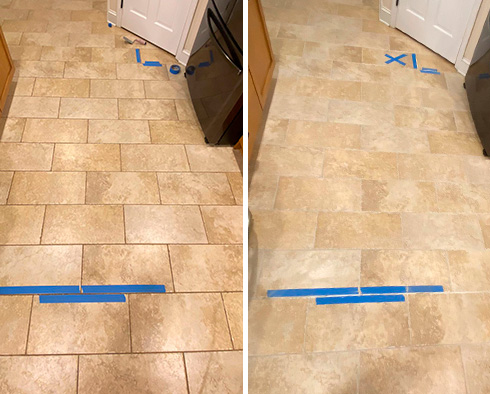 Floor Before and After a Grout Cleaning in Charleston, SC