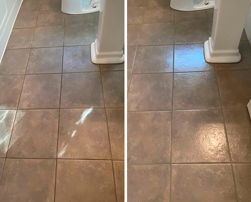 Floor Before and After a Grout Sealing in Kiawah Island, SC