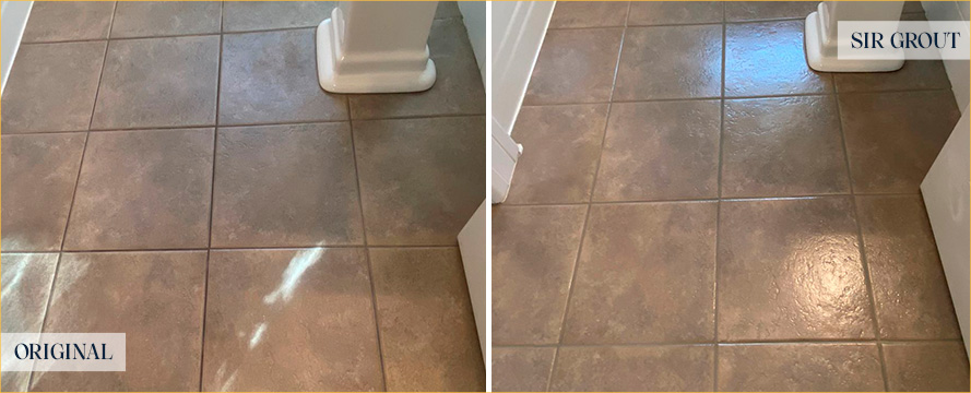 Floor Before and After a Superb Grout Sealing in Kiawah Island, SC