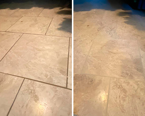 Floor Before and After a Grout Sealing in Charleston, SC