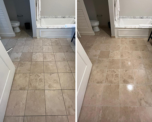 Floor Before and After a Service from Our Tile and Grout Cleaners in North Charleston