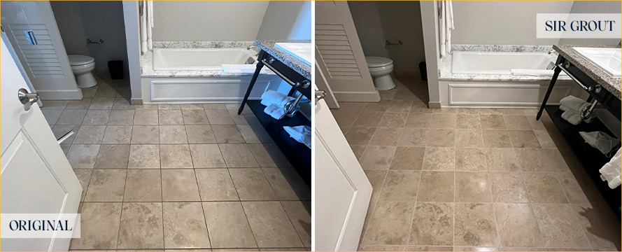 Floor Before and After a Service from Our Tile and Grout Cleaners in North Charleston