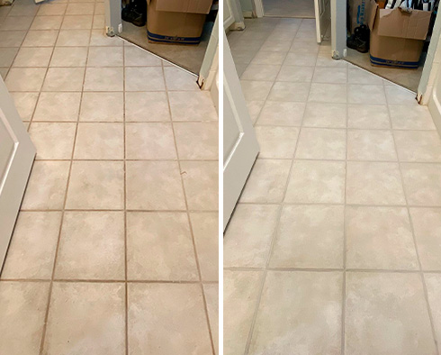 Floor Before and After a Grout Sealing in Mount Pleasant, SC