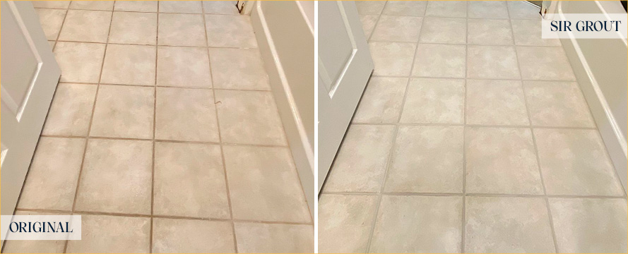 Floor Before and After a Flawless Grout Sealing in Mount Pleasant, SC